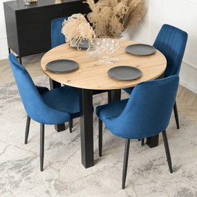 Krzesło Tapicerowane do Jadalni BARI Granatowe Welurowe Nowoczesne Loft