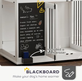 PawHut Buda dla Psów z Półką na Zabawki, Haczykami na Smycze, Tablicą, Gumką, dla Dużych Psów, Biały