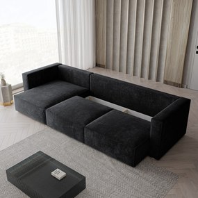 Masseno Narożnik TOLMO z funkcją spania i pojemnikiem na pościel Narozniki L, Rozkładana sofa - Czarny, LUMO 80