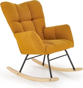Pikowany fotel bujany na drewnianej płozie Vasco Halmar