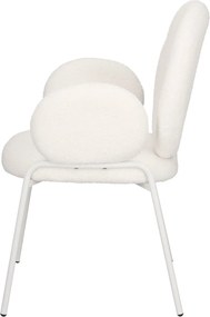 Krzesło do jadalni z podłokietnikami Bianco Arm, tkanina boucle