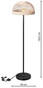 Lampa podłogowa RORY z plecionym abażurem, Ø 40 x 150,5 cm