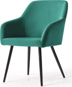 Zestaw 2 kubełkowych zielonych krzeseł welurowych - Terviso 2X