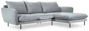 Jasnoszara narożna aksamitna sofa prawostronna Cosmopolitan Design Vienna