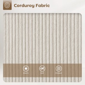 HOMCOM Zestaw 2 Hokerów ze Sztruksowym Wykończeniem i Stalowymi Nóżkami, Krzesła Tapicerowane do Kuchennej Wyspy, Jadalni, Kremowe | Aosom PL