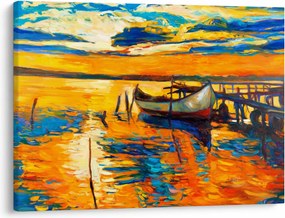 Obraz - Łódź o zachodzie słońca (70x50 cm)