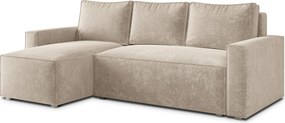 Masseno Narożnik POTARO z funkcją spania i pojemnikiem na pościel Narozniki L, Rozkładana sofa - Kremowy, LUMO 55