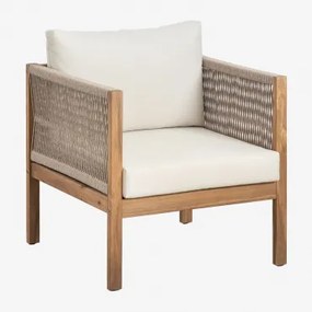 Zestaw 2 Foteli Branson Acacia Wood Z Podłokietnikami Gardenia Biel & Akacja Brąz - Sklum