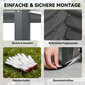 Outsunny Podwyższona grządka z nakładką szklarniową z metalu, skrzynia do sadzenia z półką, podwyższona 120 x 55 x 140 cm | Aosom PL