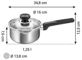 Rondel ze stali nierdzewnej z pokrywką odpowiedni na indukcję 1,25 l Brava – Tescoma