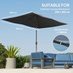 Outsunny Pokrowiec zamienny na parasol 2 x 3 m 6 żeber UV50+ i wodoodporny pokrycie parasola tarasowego | Aosom PL