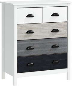 HOMCOM Kredens, Komoda, 5 szuflad, lakierowana powierzchnia, MDF &amp; drewno sosnowe, 70 x 38 x 85 cm, Biały