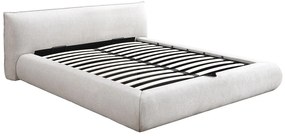 Łóżko ze skrzynią 160 x 200 cm - Tkanina - Beżowy - MIRSIO