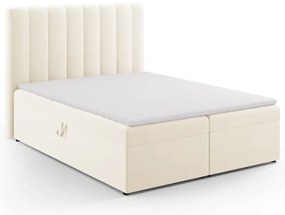 Beżowe łóżko boxspring ze schowkiem 160x200 cm Gina – Milo Casa