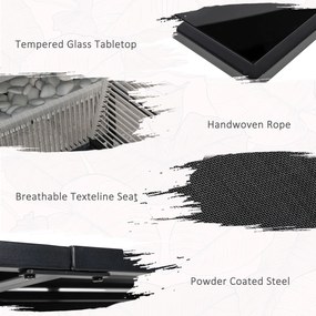 Outsunny Zestaw Mebli Ogrodowych 5-częściowy Jasnoszary+Czarny | Aosom PL