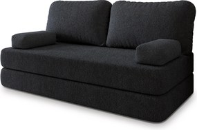 Masseno Sofa piankowa NIKSI z funkcją spania, Kanapa z pianki do salonu, Bezmontażowa, Tkanina bucle – Czarny QUELLE 100