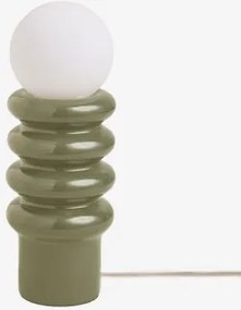 Lampa Stołowa 35 Cm Z Ceramiki Z Kulą Kryształową Kryx Intensywny Verde Olive - Sklum