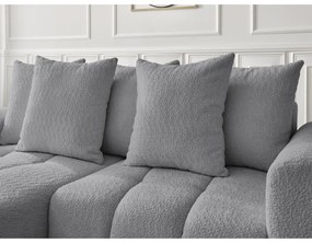 Szary rozkładany/ze schowkiem narożnik z materiału bouclé (lewostronny/z szezlongiem) Roxelane – Bobochic Paris