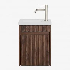 Zestaw Wiszących Mebli Łazienkowych Zintegrowany Z Umywalką Narek Ciemna Czerń & Bezlusterkowiec - Sklum