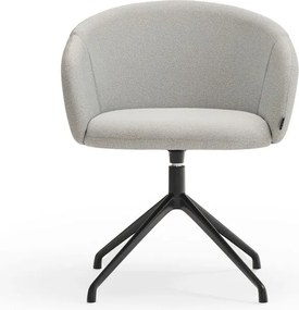 Jasnoszary tapicerowany fotel jadalniany z podłokietnikami Add – Teulat