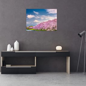 Obraz na szkle - Japoński wiosenny krajobraz (70x50 cm)