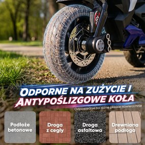 HOMCOM Elektryczny motocykl dla dzieci, z światłami i dźwiękami, 3 km/h, ładowany, plastik i metal, Niebiesko-Czerwony