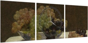 Obraz - Henri Fantin-Latour, Still Life with Grapes and a Carnation, reprodukcje (z zegarem) (90x30 cm)