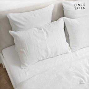 Białe lniane prześcieradło z gumką 140x200 cm White – Linen Tales
