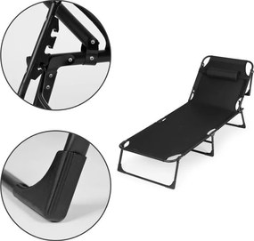 Leżak ogrodowy składany z regulacją Sorrento, czarny