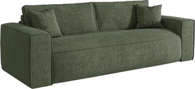 Kanapa 3-osobowa rozkładana typu express z tkaniny w kolorze ciemnozielonym - pow. spania 140 cm - Materac 13 cm z pianką memory - AMELIA