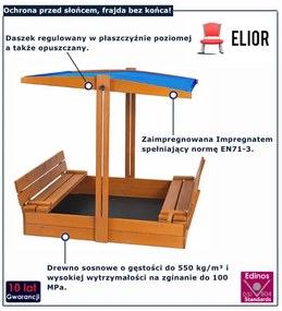 Piaskownica niebieska z daszkiem regulowanym 120 cm K6-F68