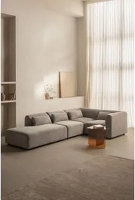 Sofa Modułowy Narożny 4-częściowy Z Lewym Szezlongiem Fogler Sztruks Jasny Szary Taupe - Sklum