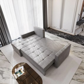 Masseno Narożnik KOS z funkcją spania i pojemnikiem na pościel Narozniki L, Rozkładana sofa - Czarny, MONOLITH 95