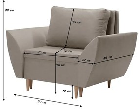 Fotel ALI z funkcją spania Miętowy