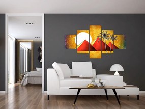 Obraz malowanych egipskich piramid (125x70 cm)