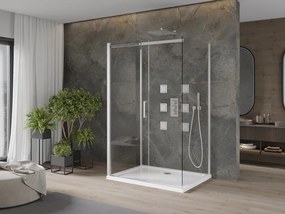 Mexen Omega-3S kabina prysznicowa 3-ścienna, rozsuwana 110x80 cm, transparent, chrom + brodzik Flat - 825-110-080-01-00-3s-4010