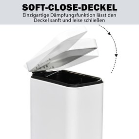 HOMCOM Kosz na śmieci 5L z pedałem i pokrywą do salonu Biały elegancki design łatwe czyszczenie | Aosom PL