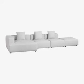 Sofa Modułowa Z Szezlongiem Narożnym Lewym, 3-częściowa Z Pufą ↔︎390 Cm Bruna Tkaniny Gris Glacial - Sklum