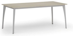 Stół konferencyjny do biura PRIMO OMEGA, 180x90 cm, szara podstawa, dąb naturalny