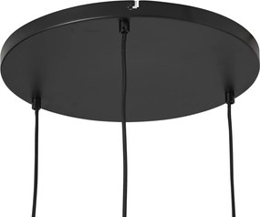 Lampa wisząca Japandi czarna z brązowym materiałowym kloszem 3-źródła światła - Bida