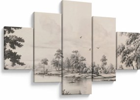 Obraz - Rysunek krajobrazu w stylu vintage (125x70 cm)