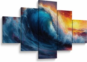 Obraz - Fala o zachodzie słońca (125x70 cm)