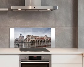 Panel szklany do Kuchni Deszczowy Kraków: Sukiennice i Kościół