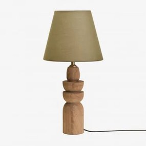 Lampa Stołowa Z Drewna Mango Koski Drewno Mango & Sage Green Ø25 Cm Caracas - Sklum