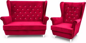Nowoczesny tapicerowany zestaw - sofa uszak 2 osobowa i fotel uszak