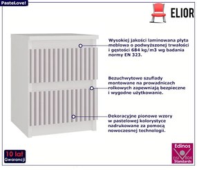 Szafka nocna dziecięca z szufladami biały + różowy - Bano 5X