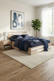 Skandynawskie łóżko z materacem dąb sonoma 120x200 cm H6-R60