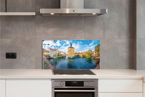 Panel szklany do Kuchni Mosty Starego Miasta o Zmierzchu