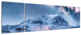 Obraz gór z gwieździstym niebem (170x50 cm)
