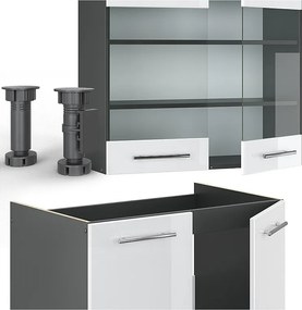 Aneks kuchenny biały wysoki połysk/antracyt 200x60x81.6 fame-line